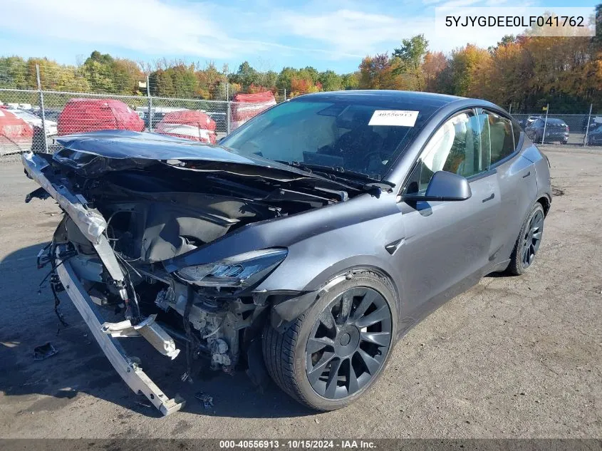 2020 Tesla Model Y Long Range Dual Motor All-Wheel Drive VIN: 5YJYGDEE0LF041762 Lot: 40556913