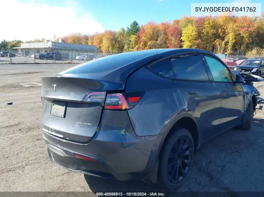 2020 Tesla Model Y Long Range Dual Motor All-Wheel Drive VIN: 5YJYGDEE0LF041762 Lot: 40556913