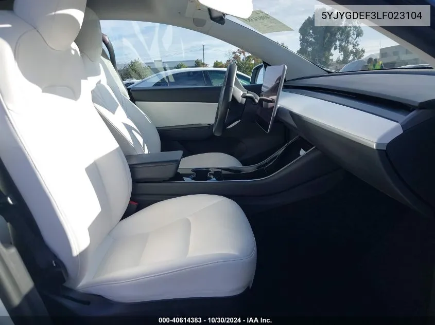 2020 Tesla Model Y Long Range Dual Motor All-Wheel Drive/Performance Dual Motor All-Wheel Drive VIN: 5YJYGDEF3LF023104 Lot: 40614383