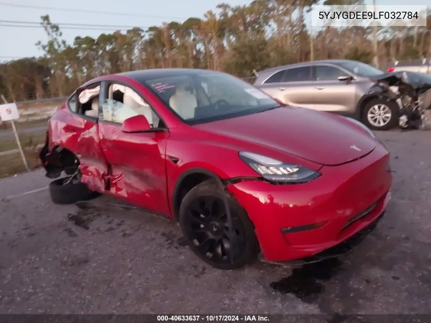 2020 Tesla Model Y Long Range Dual Motor All-Wheel Drive VIN: 5YJYGDEE9LF032784 Lot: 40633637