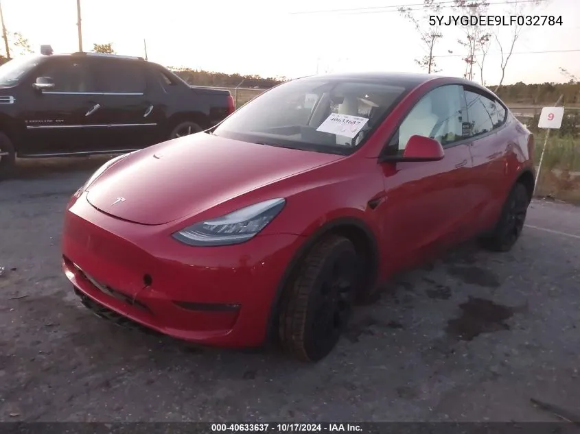 2020 Tesla Model Y Long Range Dual Motor All-Wheel Drive VIN: 5YJYGDEE9LF032784 Lot: 40633637