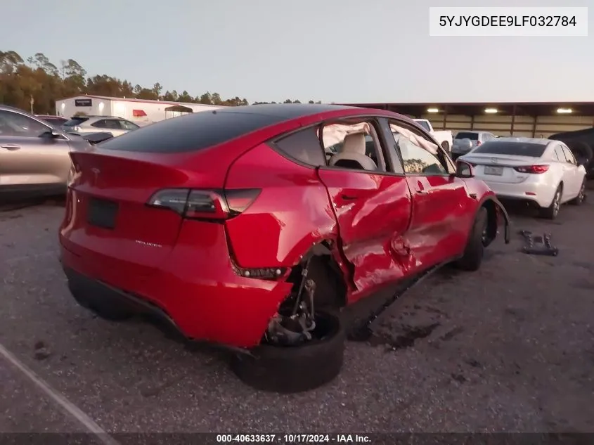 2020 Tesla Model Y Long Range Dual Motor All-Wheel Drive VIN: 5YJYGDEE9LF032784 Lot: 40633637