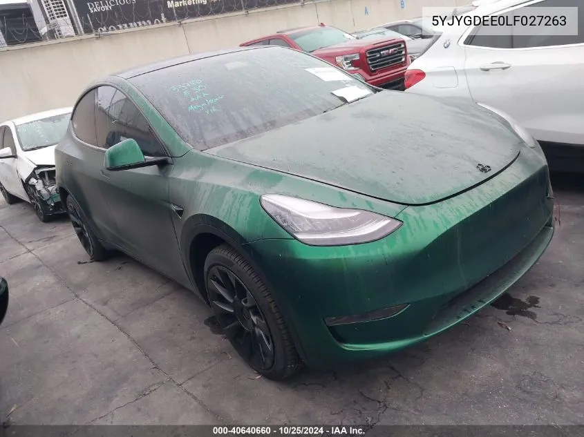 2020 Tesla Model Y Long Range Dual Motor All-Wheel Drive VIN: 5YJYGDEE0LF027263 Lot: 40640660