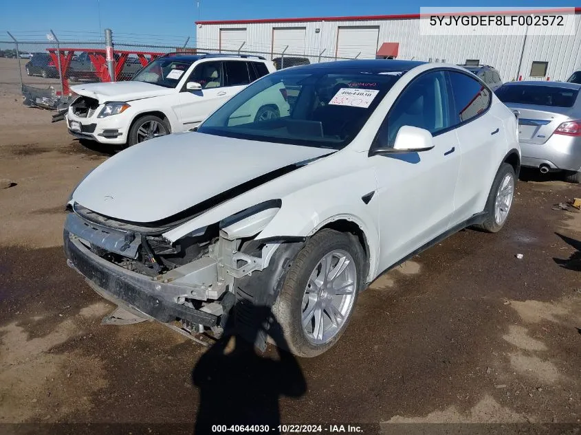 2020 Tesla Model Y Long Range Dual Motor All-Wheel Drive/Performance Dual Motor All-Wheel Drive VIN: 5YJYGDEF8LF002572 Lot: 40644030