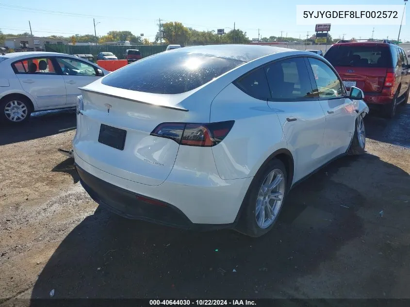 2020 Tesla Model Y Long Range Dual Motor All-Wheel Drive/Performance Dual Motor All-Wheel Drive VIN: 5YJYGDEF8LF002572 Lot: 40644030