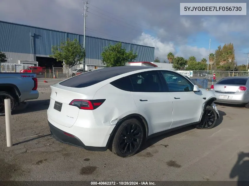 2020 Tesla Model Y VIN: 5YJYGDEE7LF056730 Lot: 40662372