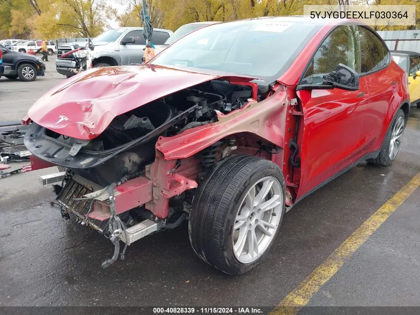 2020 Tesla Model Y Long Range Dual Motor All-Wheel Drive VIN: 5YJYGDEEXLF030364 Lot: 40828339