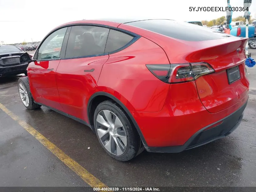 2020 Tesla Model Y Long Range Dual Motor All-Wheel Drive VIN: 5YJYGDEEXLF030364 Lot: 40828339