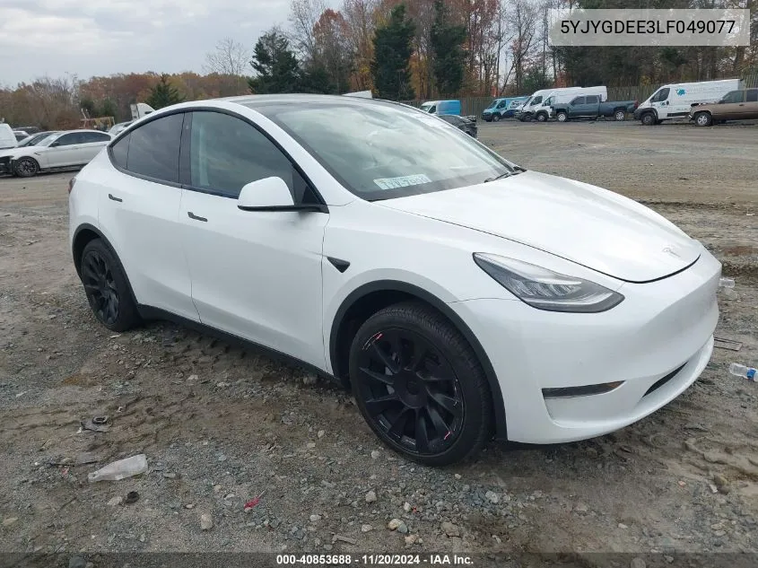 2020 Tesla Model Y Long Range Dual Motor All-Wheel Drive VIN: 5YJYGDEE3LF049077 Lot: 40853688