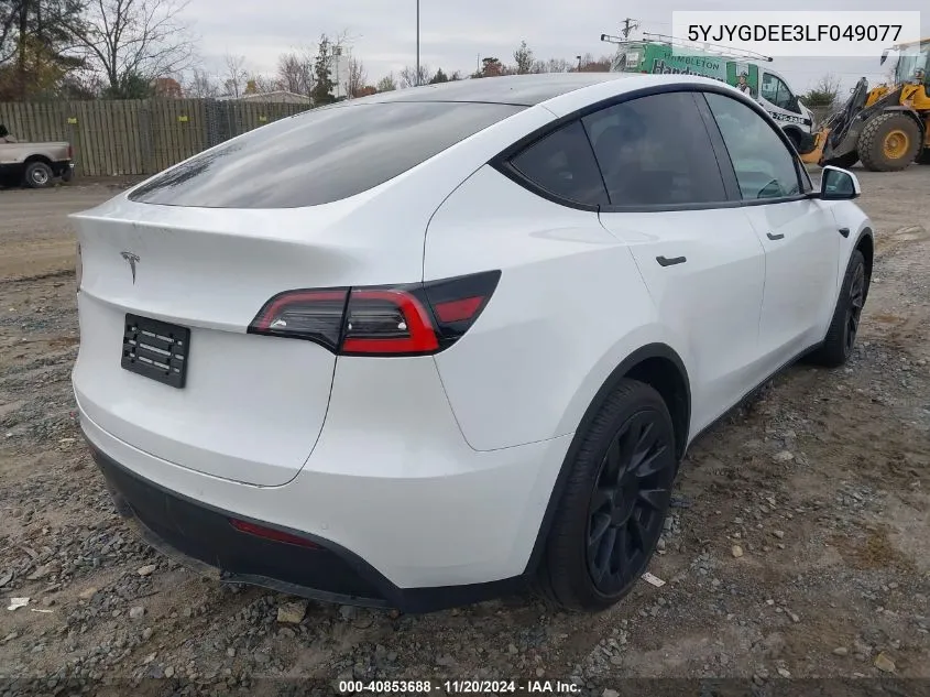 2020 Tesla Model Y Long Range Dual Motor All-Wheel Drive VIN: 5YJYGDEE3LF049077 Lot: 40853688