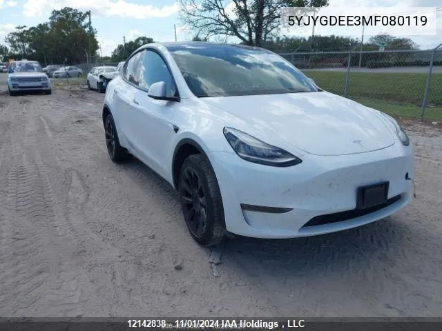 2021 Tesla Model Y VIN: 5YJYGDEE3MF080119 Lot: 12142838