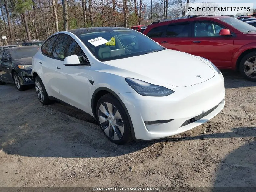 2021 Tesla Model Y Long Range Dual Motor All-Wheel Drive VIN: 5YJYGDEEXMF176765 Lot: 38742318