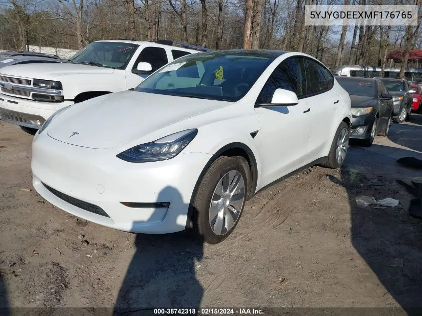 2021 Tesla Model Y Long Range Dual Motor All-Wheel Drive VIN: 5YJYGDEEXMF176765 Lot: 38742318