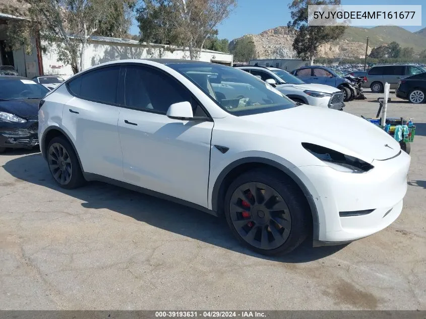 2021 Tesla Model Y Long Range Dual Motor All-Wheel Drive VIN: 5YJYGDEE4MF161677 Lot: 39193631