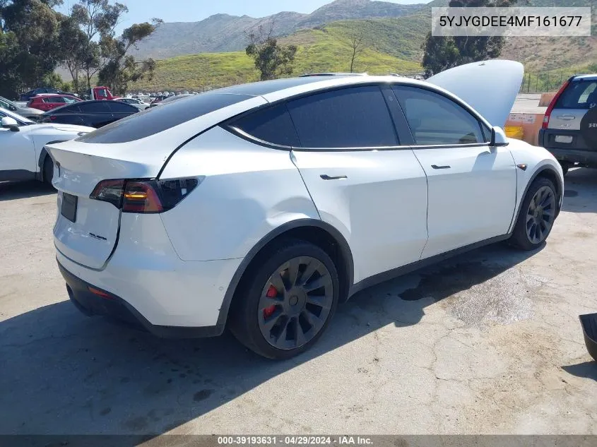 2021 Tesla Model Y Long Range Dual Motor All-Wheel Drive VIN: 5YJYGDEE4MF161677 Lot: 39193631