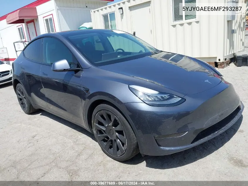 2021 Tesla Model Y Long Range Dual Motor All-Wheel Drive VIN: 5YJYGAEE6MF293287 Lot: 39677689