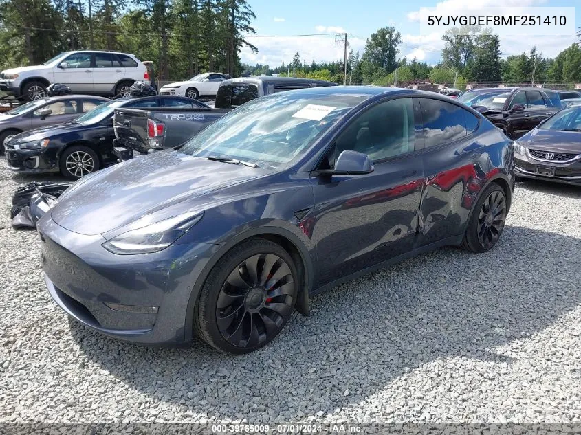 5YJYGDEF8MF251410 2021 Tesla Model Y Performance Dual Motor All-Wheel Drive