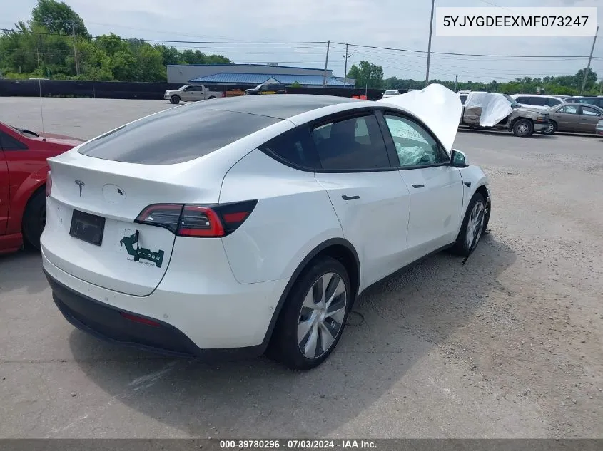 2021 Tesla Model Y Long Range Dual Motor All-Wheel Drive VIN: 5YJYGDEEXMF073247 Lot: 39780296