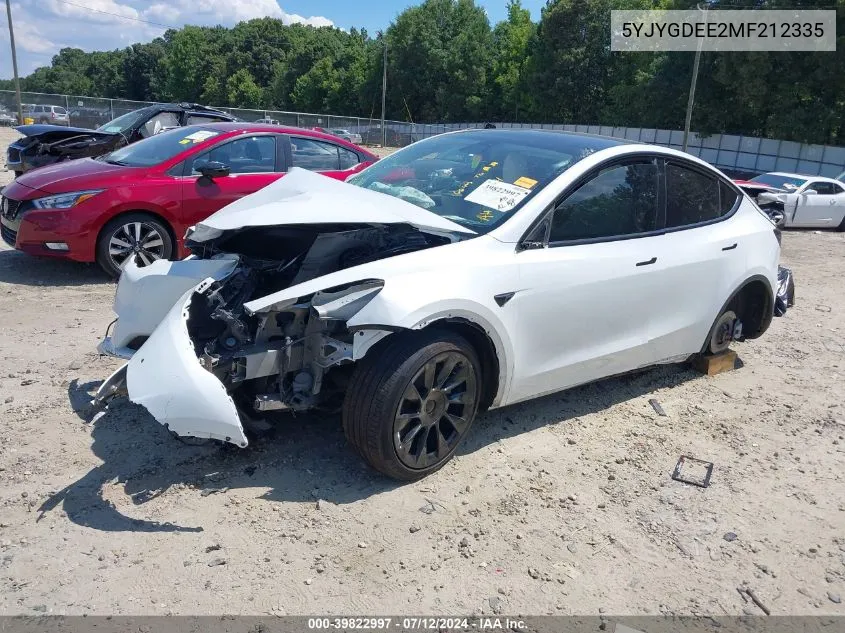 2021 Tesla Model Y Long Range Dual Motor All-Wheel Drive VIN: 5YJYGDEE2MF212335 Lot: 39822997