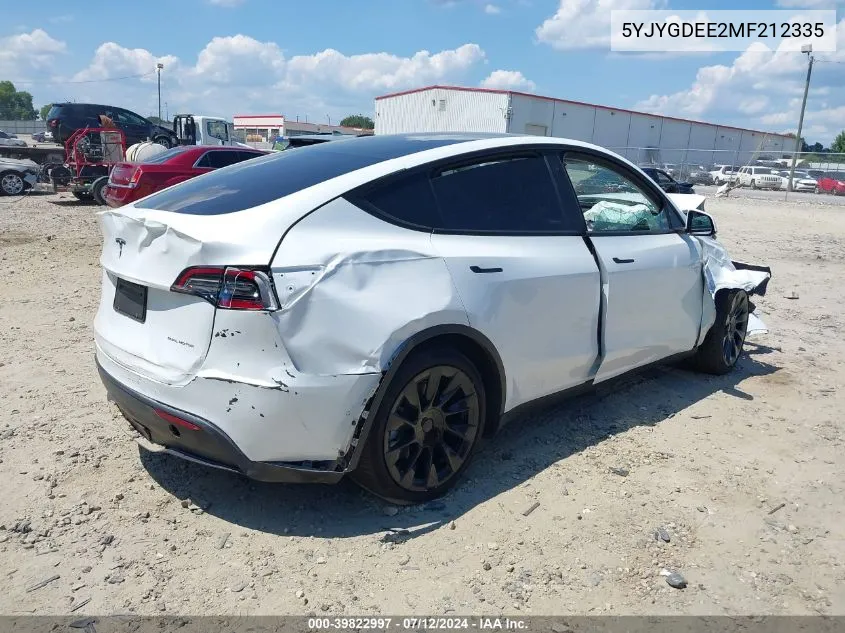 2021 Tesla Model Y Long Range Dual Motor All-Wheel Drive VIN: 5YJYGDEE2MF212335 Lot: 39822997