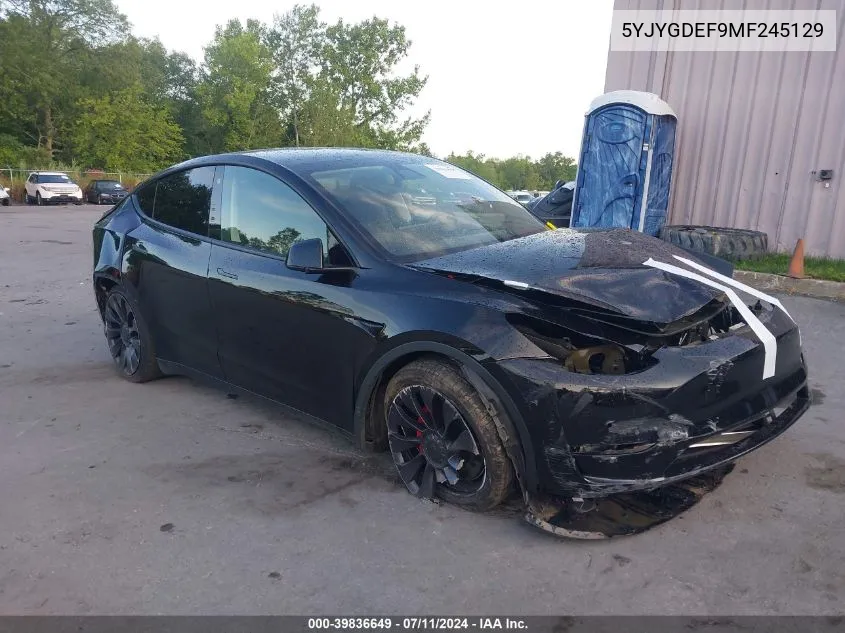 2021 Tesla Model Y Performance Dual Motor All-Wheel Drive VIN: 5YJYGDEF9MF245129 Lot: 39836649