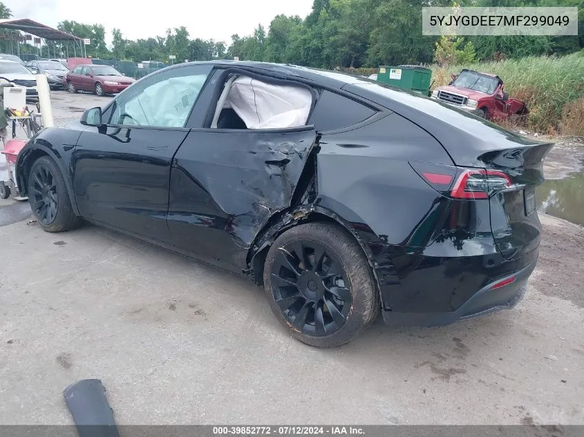 2021 Tesla Model Y Long Range Dual Motor All-Wheel Drive VIN: 5YJYGDEE7MF299049 Lot: 39852772