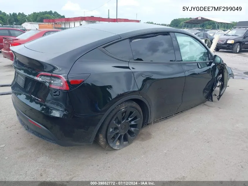 2021 Tesla Model Y Long Range Dual Motor All-Wheel Drive VIN: 5YJYGDEE7MF299049 Lot: 39852772