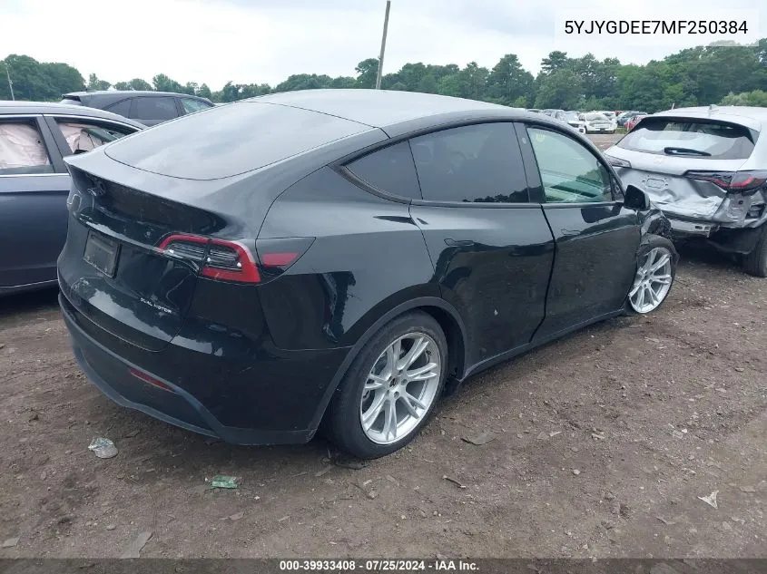 2021 Tesla Model Y VIN: 5YJYGDEE7MF250384 Lot: 39933408