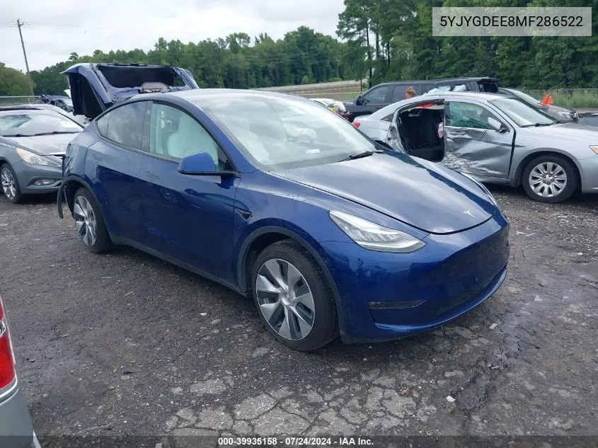 2021 Tesla Model Y Long Range Dual Motor All-Wheel Drive VIN: 5YJYGDEE8MF286522 Lot: 39935158