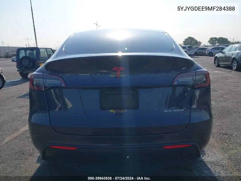 2021 Tesla Model Y Long Range Dual Motor All-Wheel Drive VIN: 5YJYGDEE9MF284388 Lot: 39943938