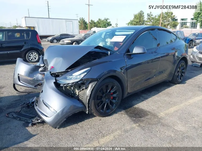 2021 Tesla Model Y Long Range Dual Motor All-Wheel Drive VIN: 5YJYGDEE9MF284388 Lot: 39943938