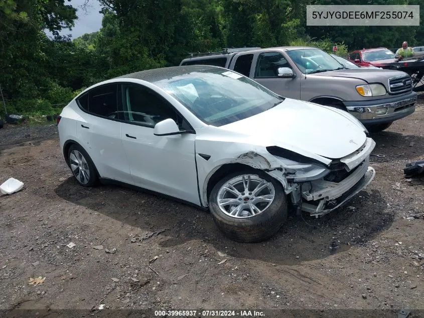 2021 Tesla Model Y Long Range Dual Motor All-Wheel Drive VIN: 5YJYGDEE6MF255074 Lot: 39965937