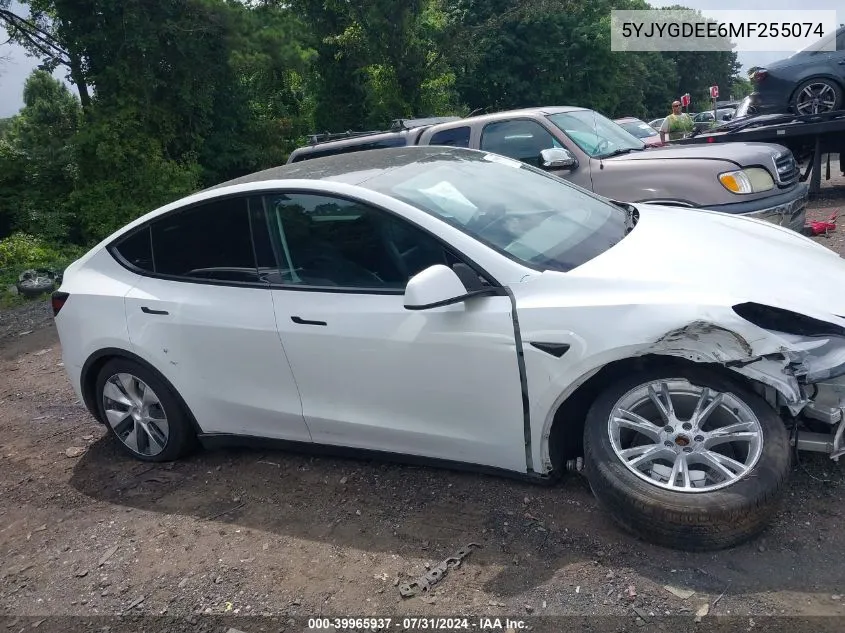 2021 Tesla Model Y Long Range Dual Motor All-Wheel Drive VIN: 5YJYGDEE6MF255074 Lot: 39965937