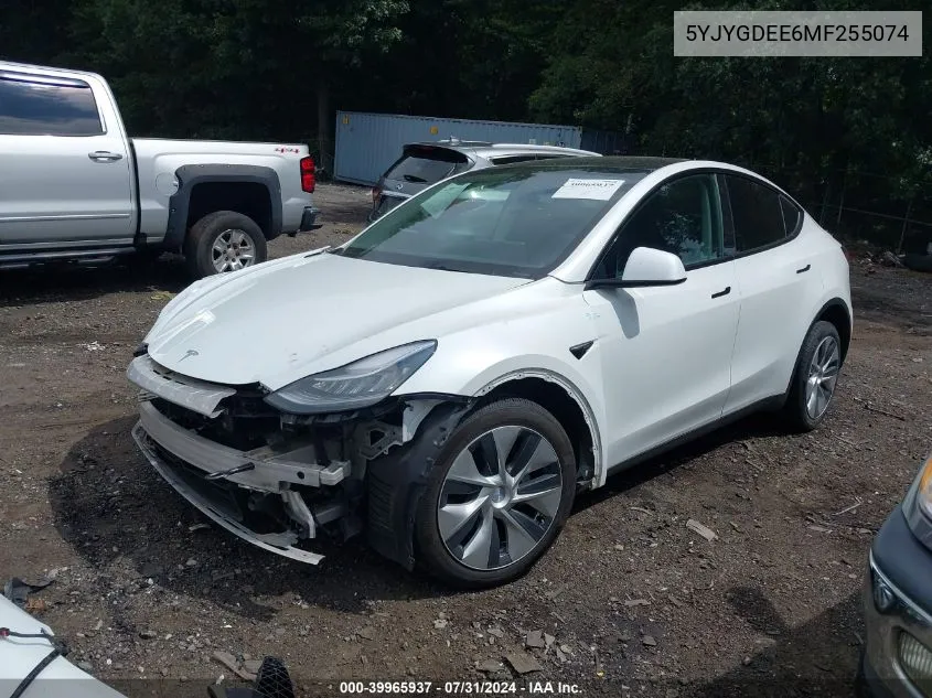 2021 Tesla Model Y Long Range Dual Motor All-Wheel Drive VIN: 5YJYGDEE6MF255074 Lot: 39965937