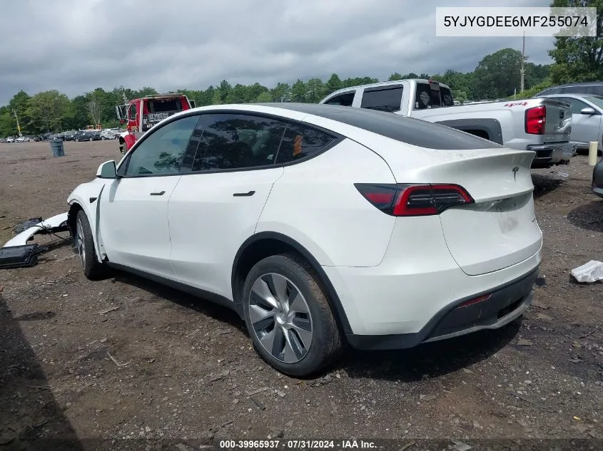 2021 Tesla Model Y Long Range Dual Motor All-Wheel Drive VIN: 5YJYGDEE6MF255074 Lot: 39965937