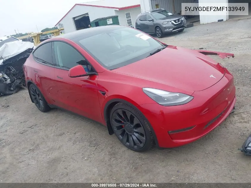 2021 Tesla Model Y VIN: 5YJYGDEF2MF133949 Lot: 39978505