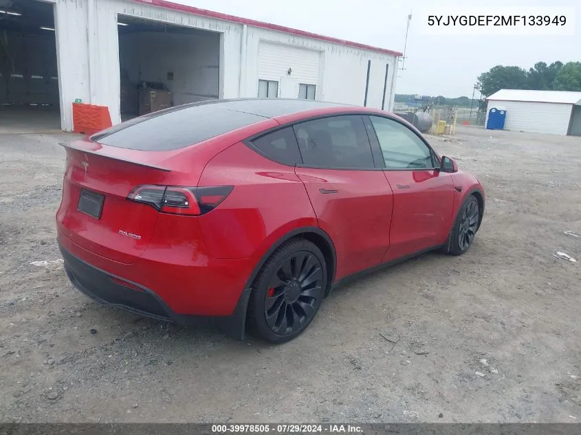 2021 Tesla Model Y VIN: 5YJYGDEF2MF133949 Lot: 39978505