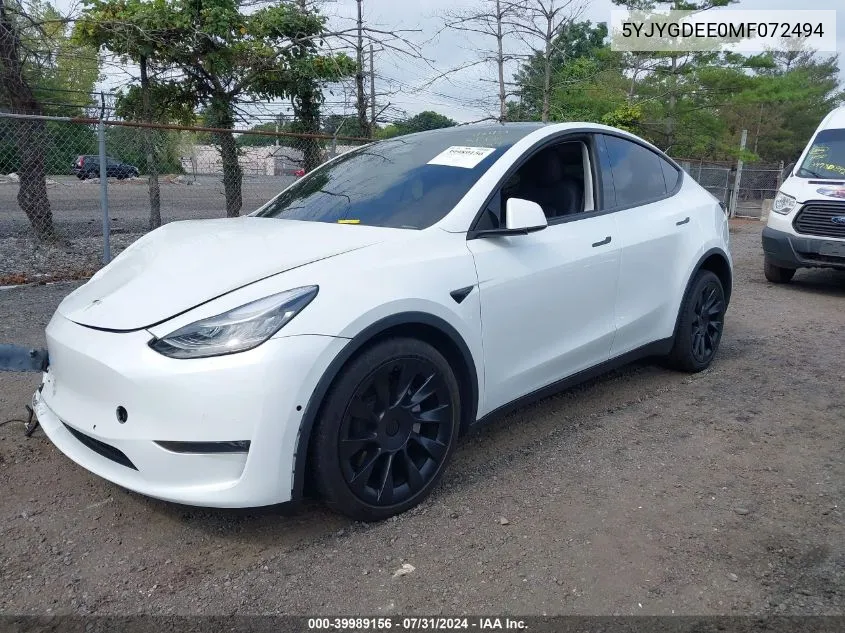 5YJYGDEE0MF072494 2021 Tesla Model Y Long Range Dual Motor All-Wheel Drive