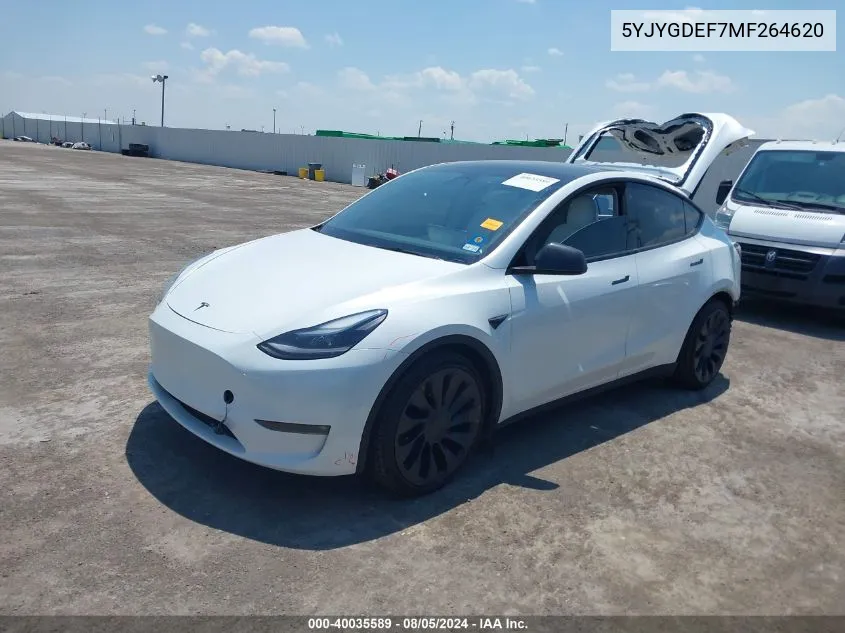 2021 Tesla Model Y Performance Dual Motor All-Wheel Drive VIN: 5YJYGDEF7MF264620 Lot: 40035589