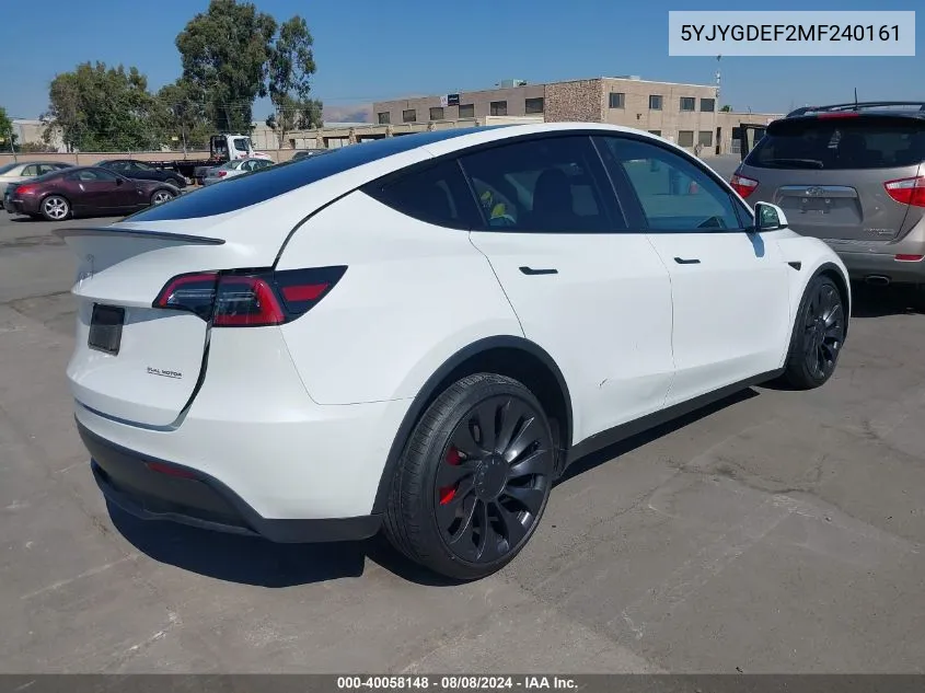 5YJYGDEF2MF240161 2021 Tesla Model Y Performance Dual Motor All-Wheel Drive