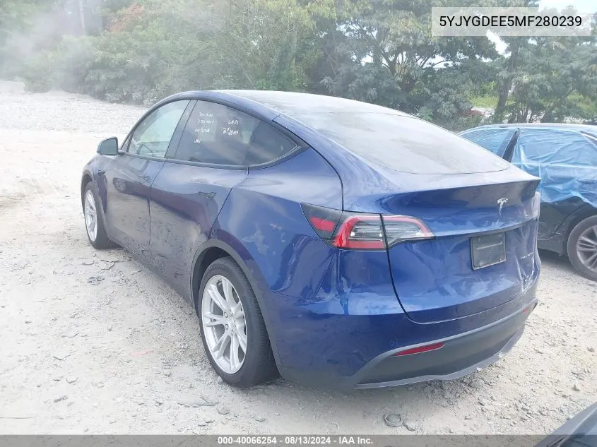 5YJYGDEE5MF280239 2021 Tesla Model Y