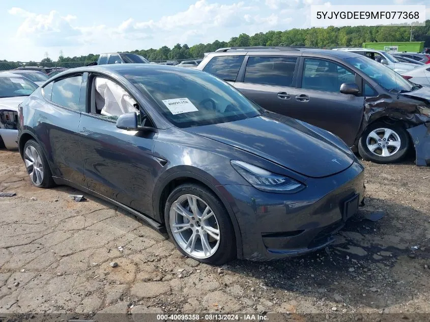 2021 Tesla Model Y Long Range Dual Motor All-Wheel Drive VIN: 5YJYGDEE9MF077368 Lot: 40095358