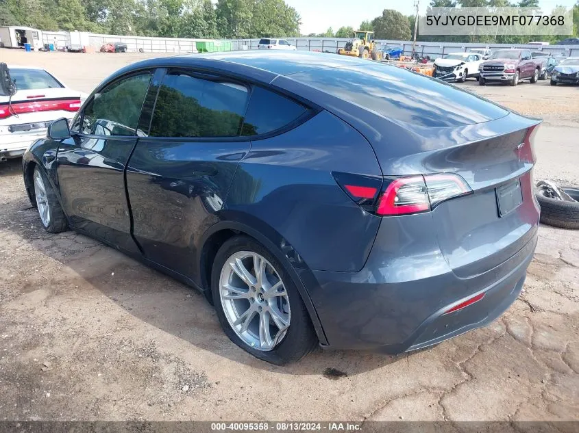 2021 Tesla Model Y Long Range Dual Motor All-Wheel Drive VIN: 5YJYGDEE9MF077368 Lot: 40095358