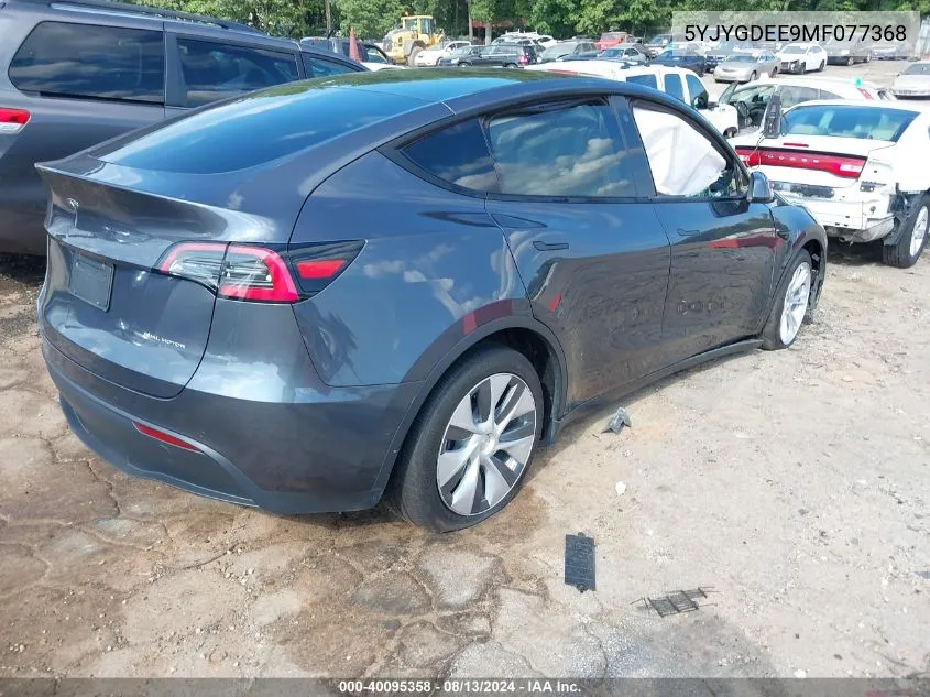 2021 Tesla Model Y Long Range Dual Motor All-Wheel Drive VIN: 5YJYGDEE9MF077368 Lot: 40095358