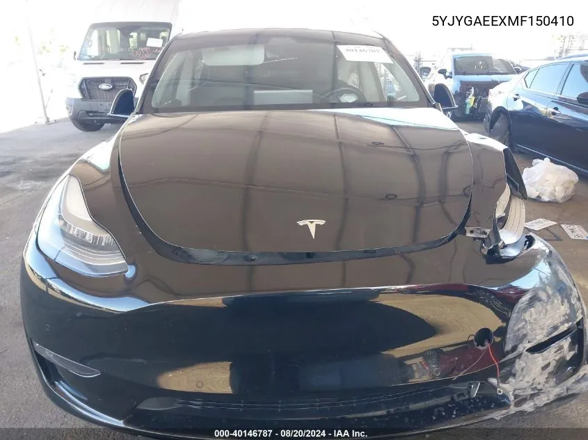 2021 Tesla Model Y VIN: 5YJYGAEEXMF150410 Lot: 40146787