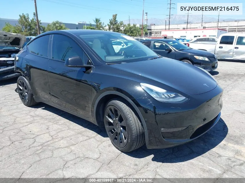 5YJYGDEE5MF216475 2021 Tesla Model Y