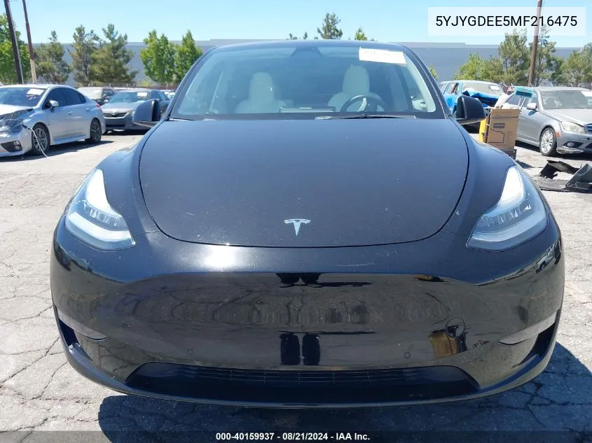 5YJYGDEE5MF216475 2021 Tesla Model Y