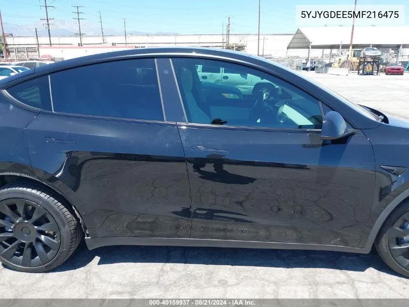 5YJYGDEE5MF216475 2021 Tesla Model Y