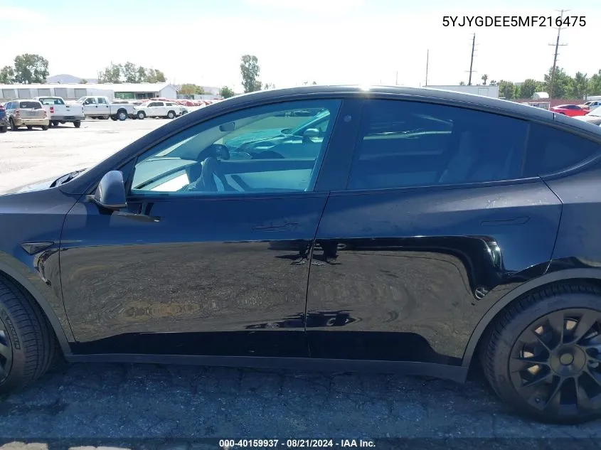 2021 Tesla Model Y VIN: 5YJYGDEE5MF216475 Lot: 40159937