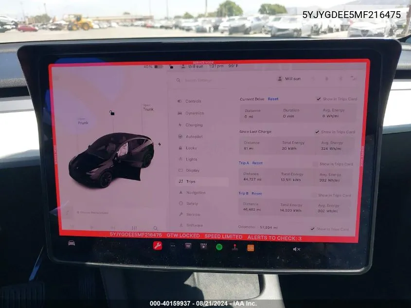 5YJYGDEE5MF216475 2021 Tesla Model Y